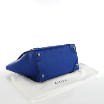 Celine Drummed Calfskin Mini Luggage Indigo 4 of 8