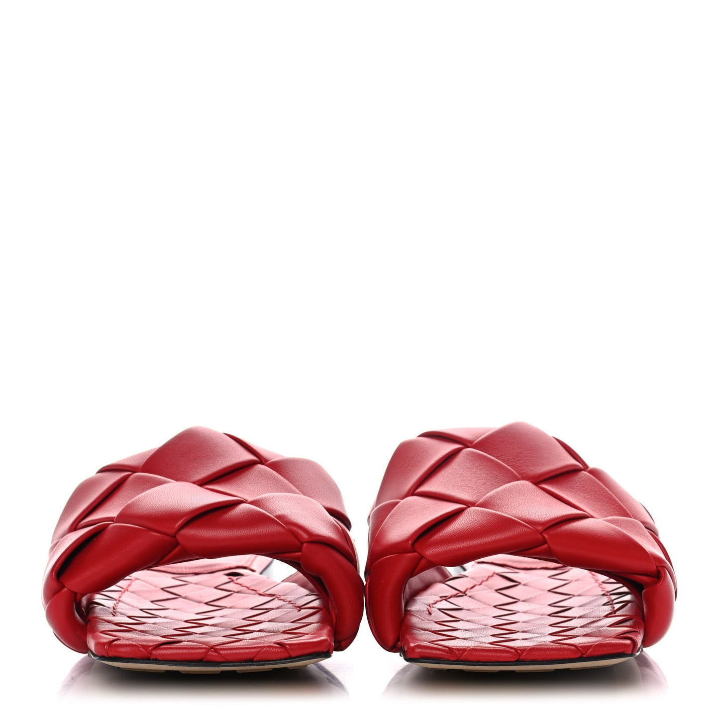 Nappa Maxi Intrecciato Lido Flat Sandals 38.5 Bright Red