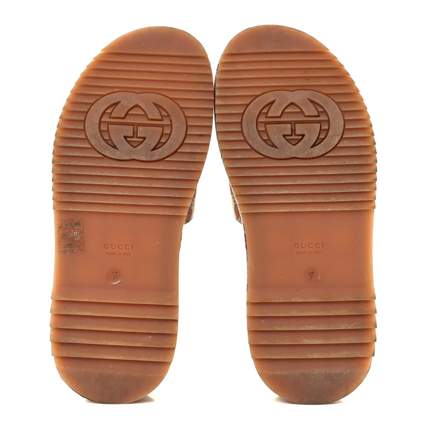 Canvas GG Monogram Angelina Platform Slide Sandals 37 Beige Ruggine
