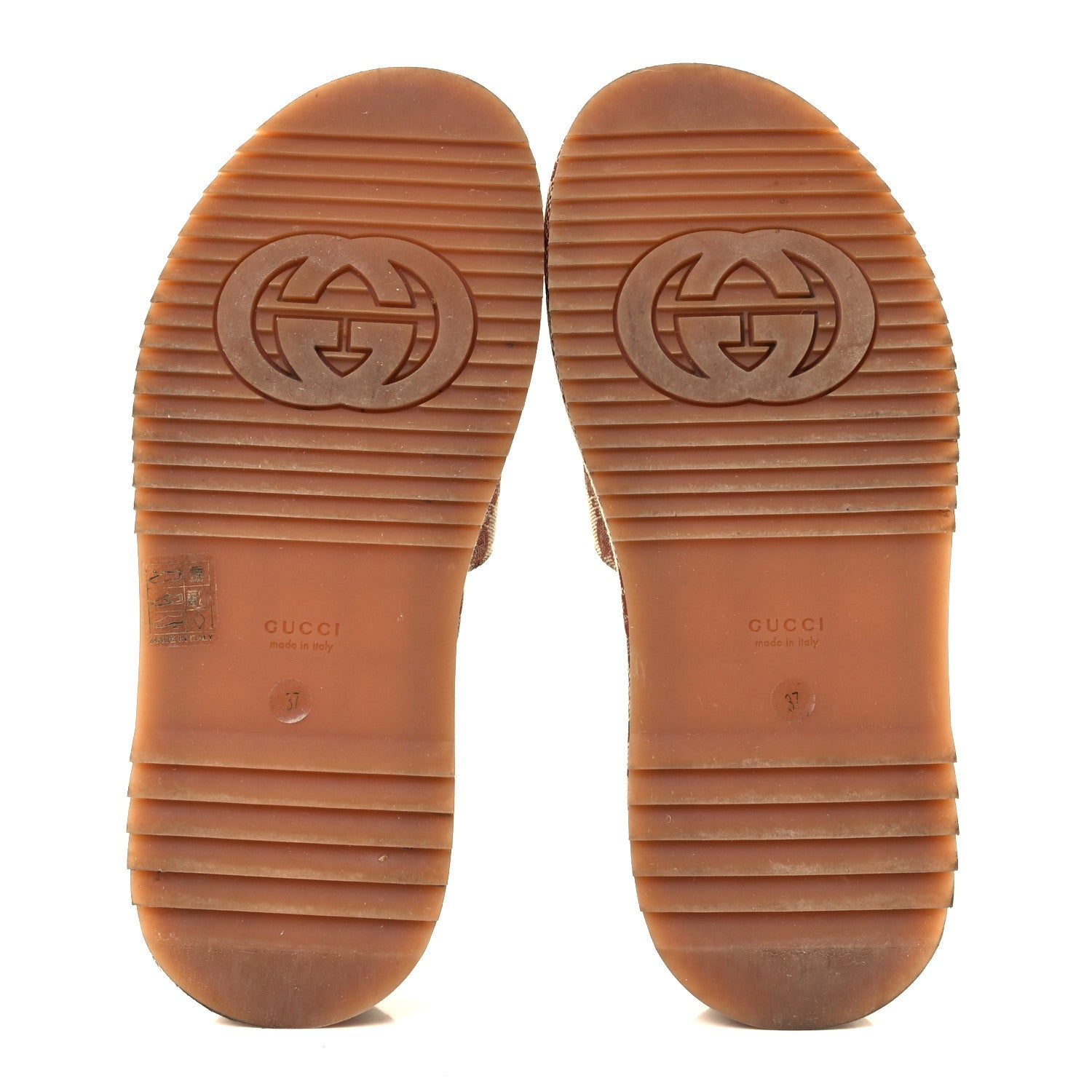 Gucci Canvas GG Monogram Angelina Platform Slide Sandals 37 Beige Ruggine 7 of 12