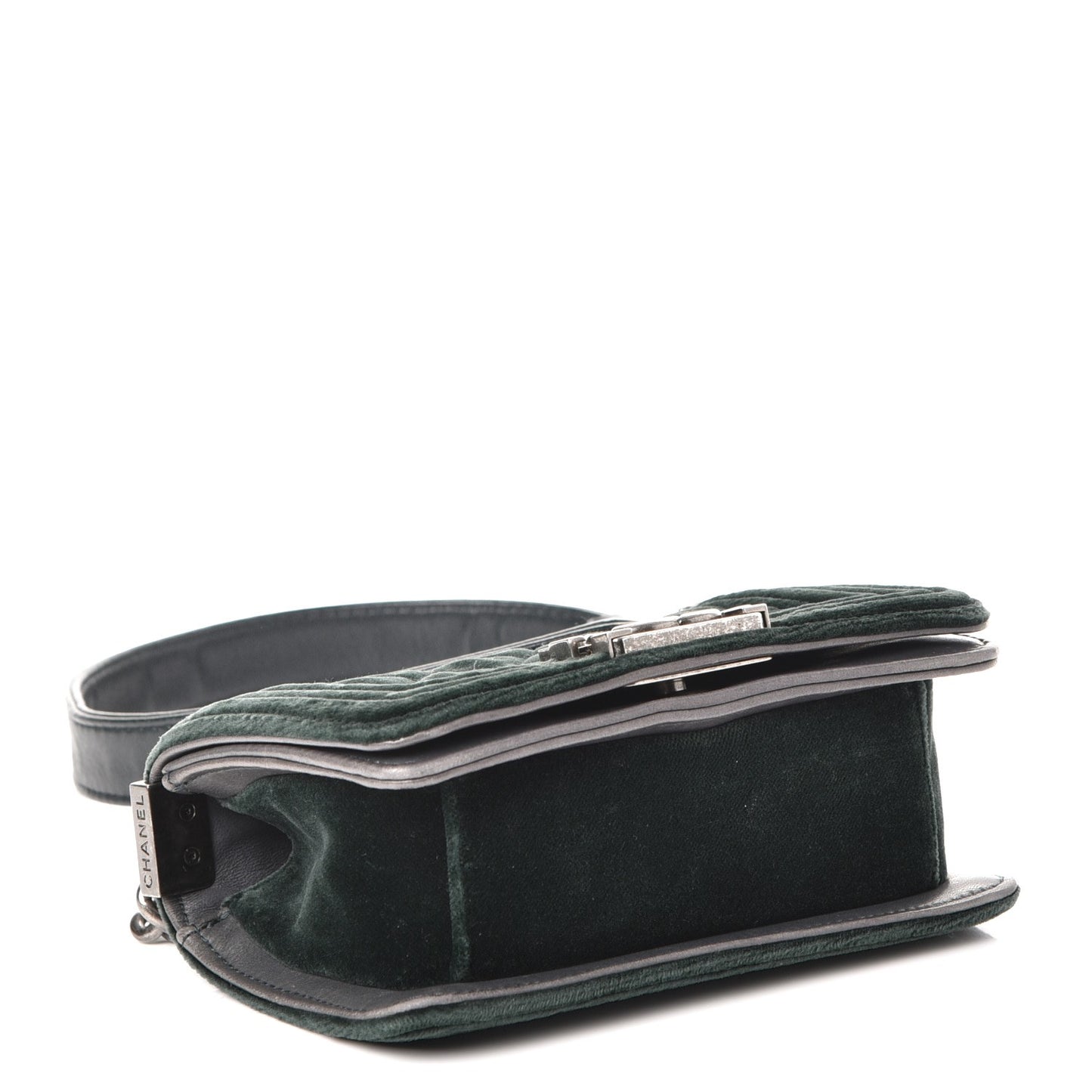 Velvet Quilted Mini Boy Flap Green