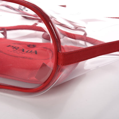 Prada Plexiglass Calfskin Small Shopper Tote Rosso 10 of 11