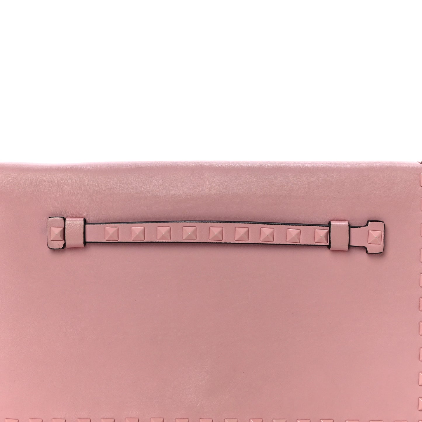 Nappa Monochrome Rockstud Wristlet Clutch Pop Gardenia
