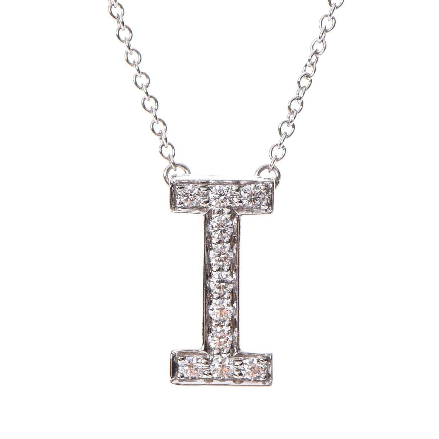 Platinum Diamond Letters I Pendant Necklace