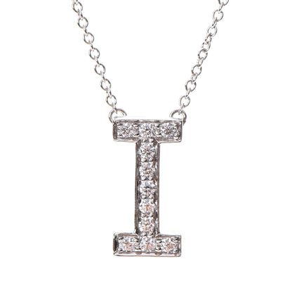 Tiffany Platinum Diamond Letters I Pendant Necklace 4 of 7