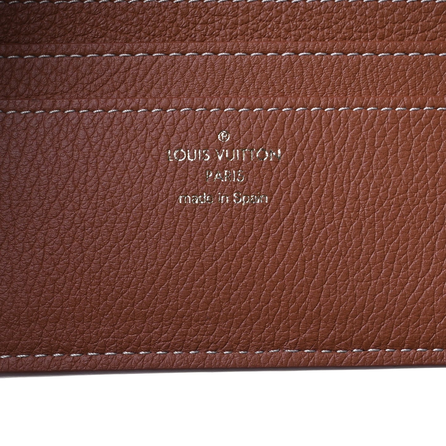 Grained Calfskin Low Key Compact Wallet Cognac