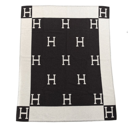 Hermes Wool Cashmere Avalon Blanket Ecru Gris Fonce 1 of 3