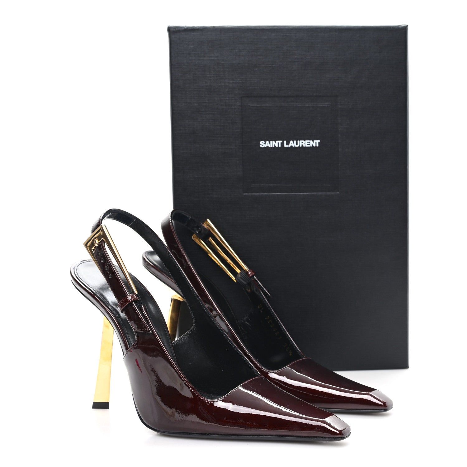 Saint Laurent Vernice Gloss Lee 110 Slingback Pumps 36.5 Marron Glacé 10 of 10