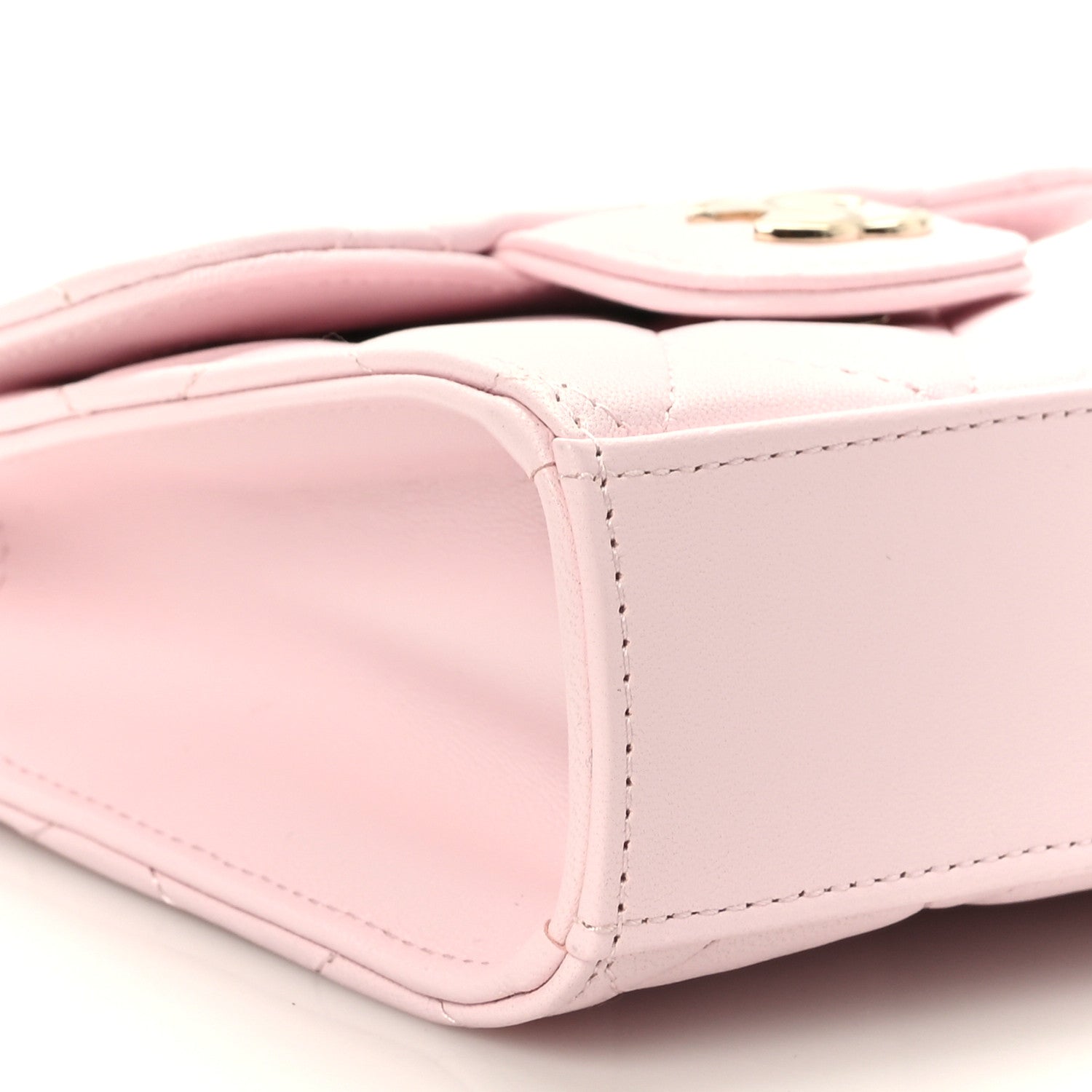 Chanel Lambskin Quilted Top Handle Clutch With Chain Light Pink 9 of 11