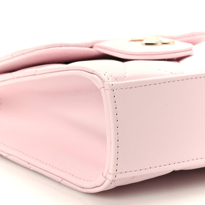 Chanel Lambskin Quilted Top Handle Clutch With Chain Light Pink 9 of 11