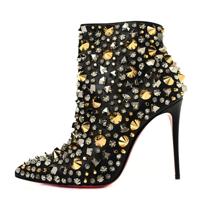 Christian Louboutin Calfskin So Full Kate 100 Ankle Boots 37.5 Black Multicolor 1 of 9