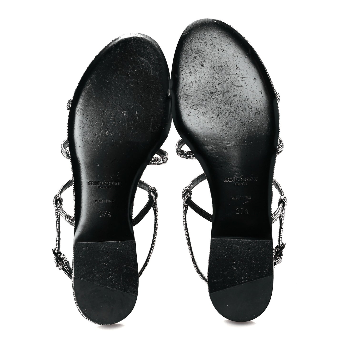 Calfskin Cassandra Monogram Sandals 37.5 Argento