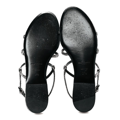 Saint Laurent Calfskin Cassandra Monogram Sandals 37.5 Argento 6 of 8