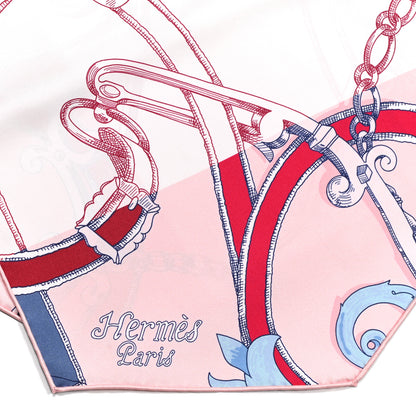 Hermes Silk L'Instruction Du Roy Muffler Rose White Bordeaux 2 of 5