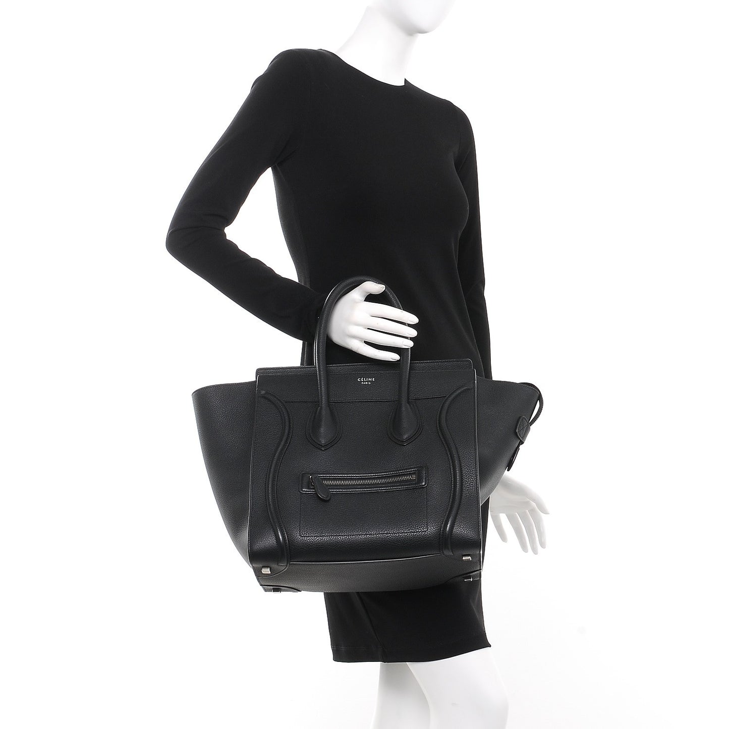 Drummed Calfskin Mini Luggage Black
