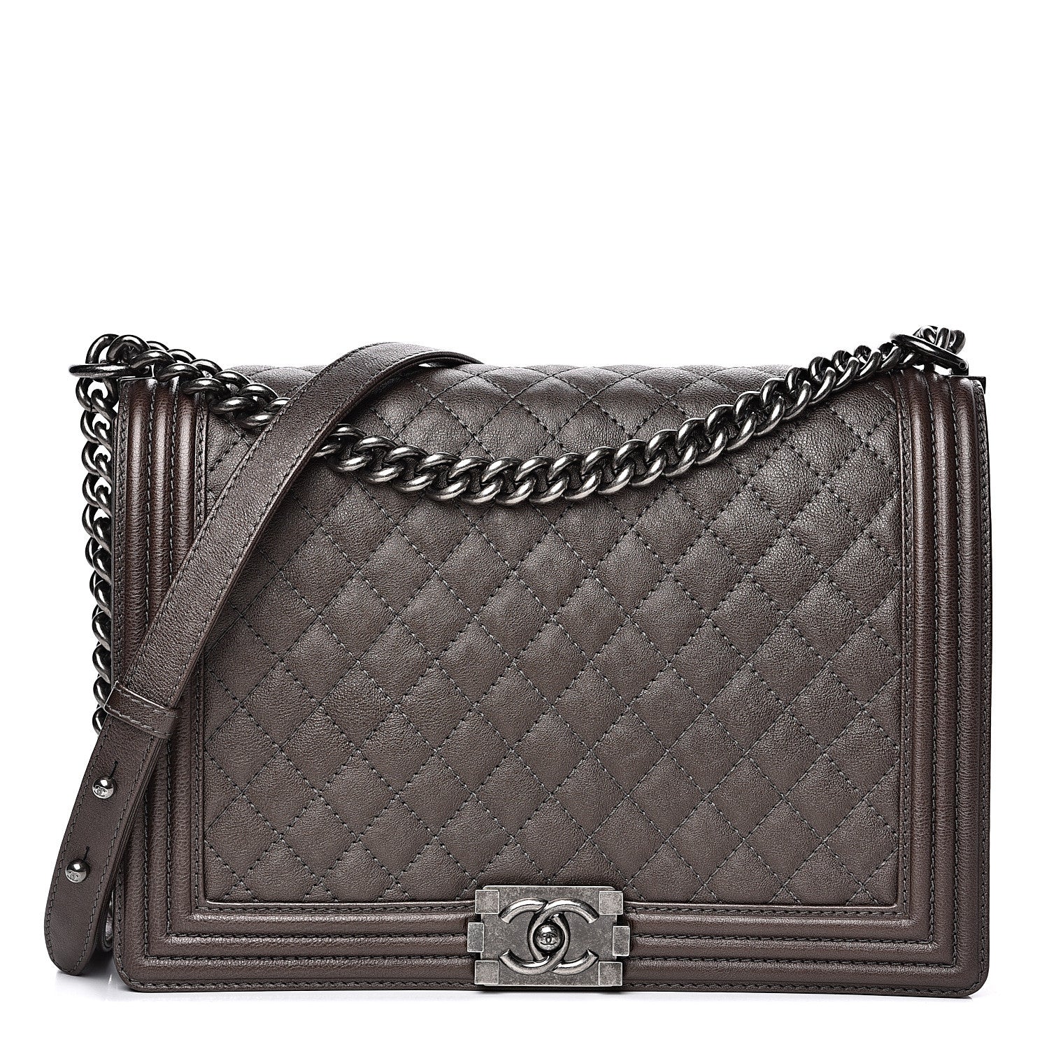 Chanel Calfskin Quilted Large Boy Flap Brown 1 of 11