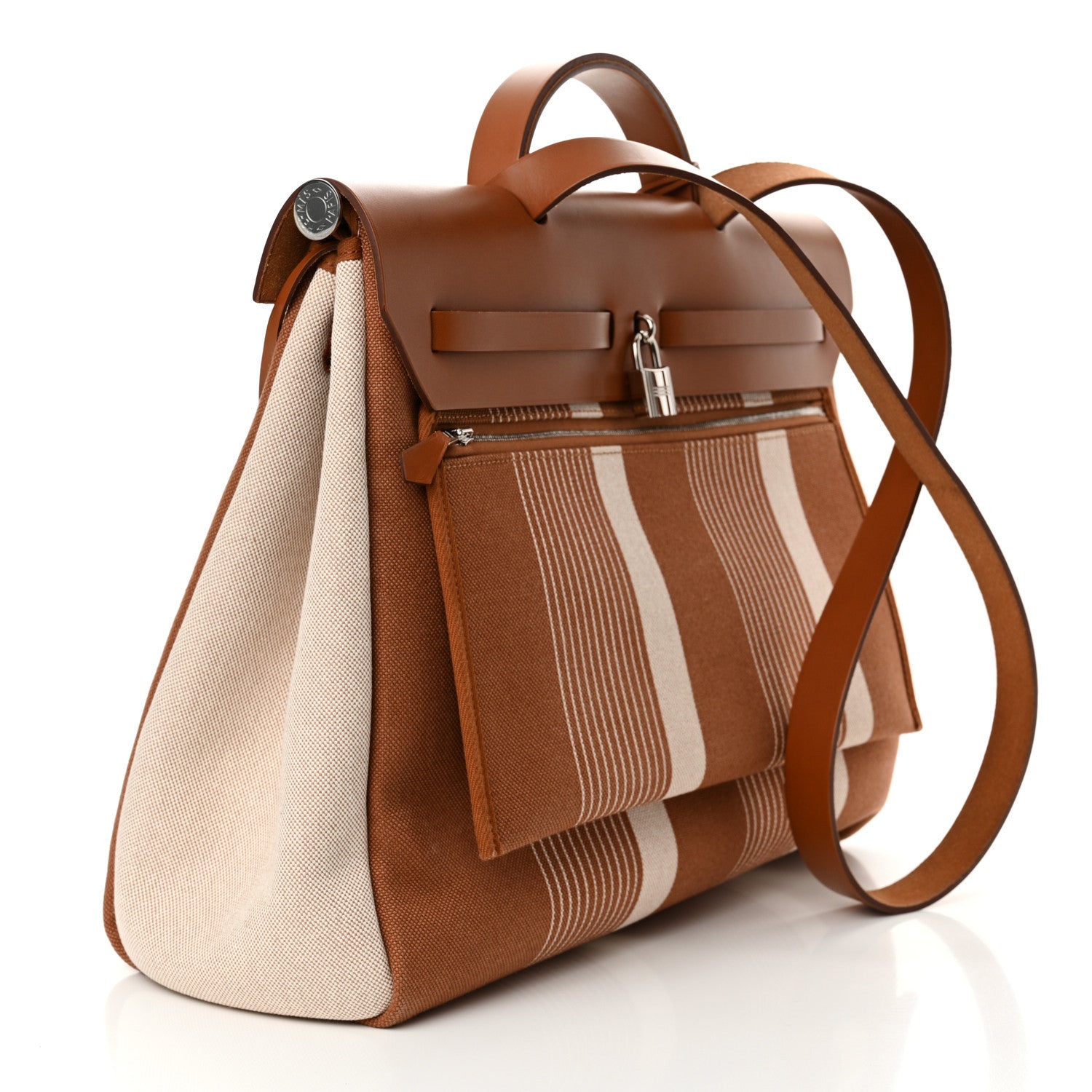 Hermes Vache Hunter Toile H Vibration Herbag Zip 39 MM Fauve Ecru Beige 4 of 10