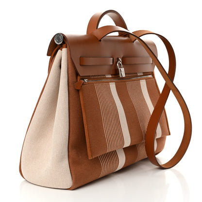 Hermes Vache Hunter Toile H Vibration Herbag Zip 39 MM Fauve Ecru Beige 4 of 10