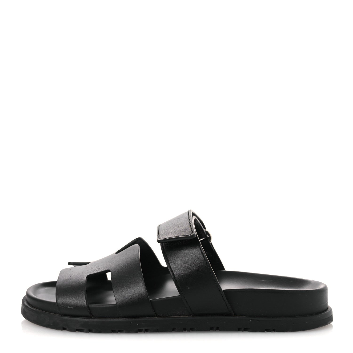 Hermes Calfskin Womens Chypre Sandals 37 Black 1 of 14