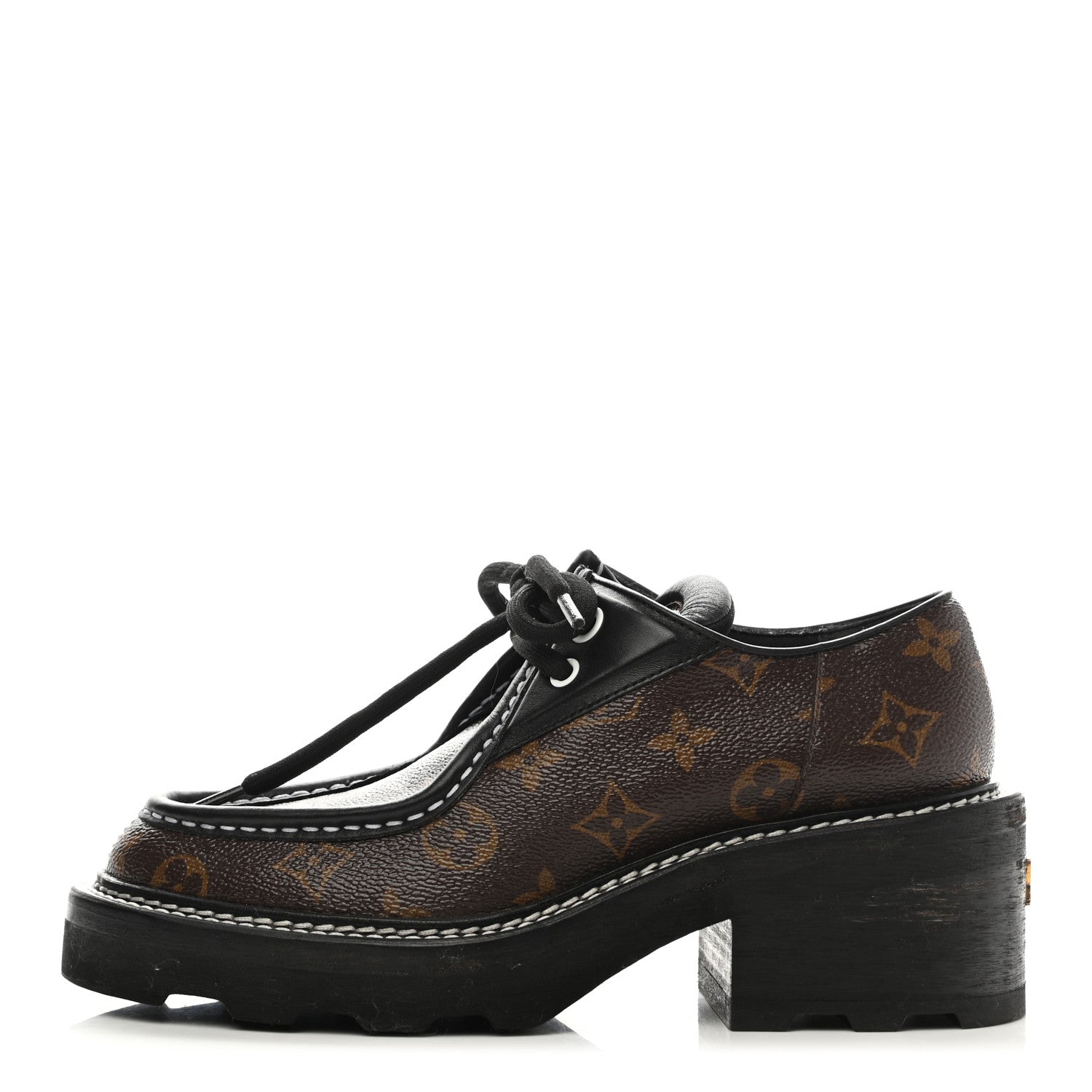 Louis Vuitton Monogram Calfskin Beaubourg Platform Derby Shoes 37.5 Brown 1 of 7