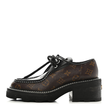 Louis Vuitton Monogram Calfskin Beaubourg Platform Derby Shoes 37.5 Brown 1 of 7