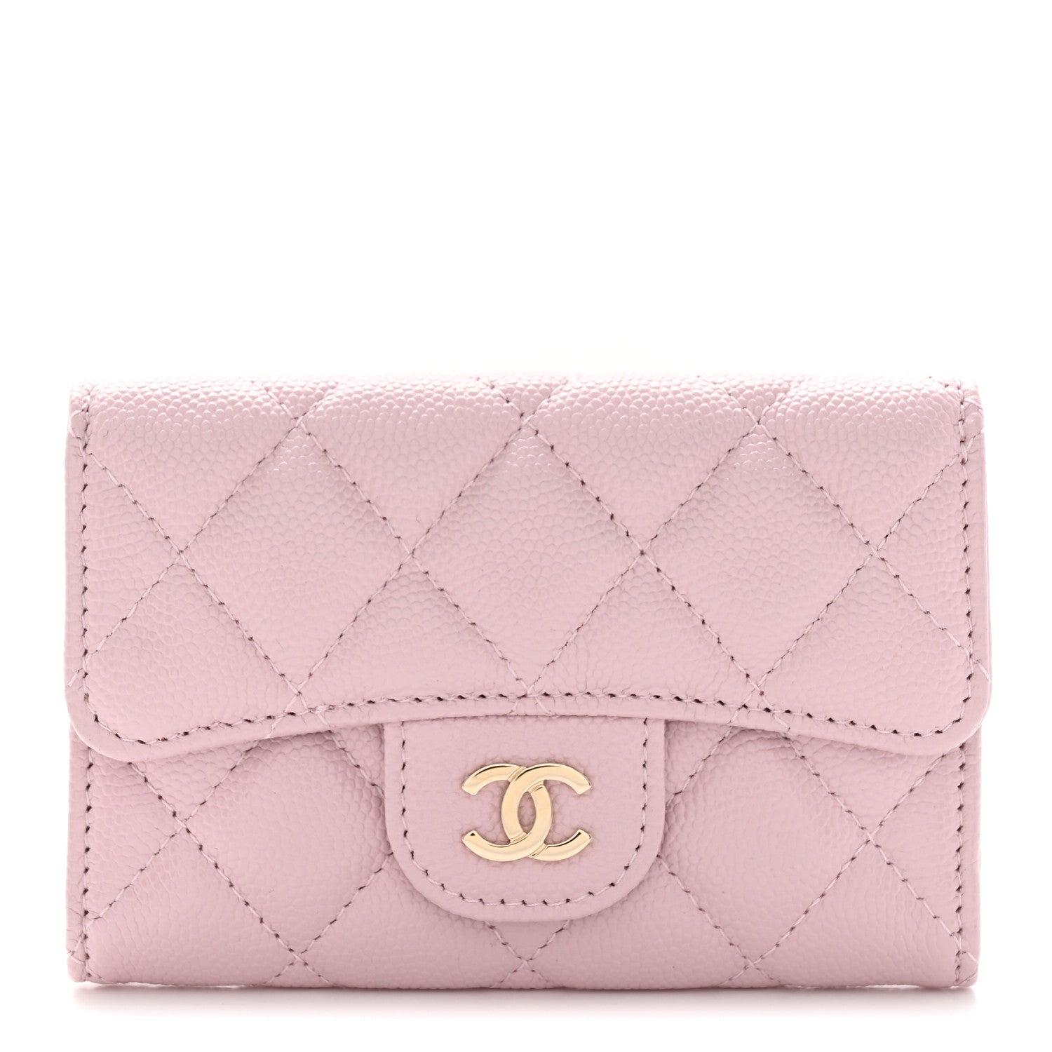 Chanel Caviar Quilted Flap Card Holder Wallet Light Pink 1 of 9