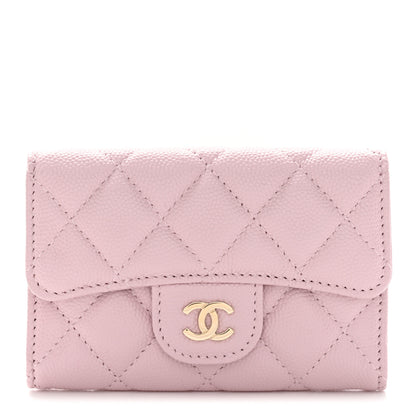 Chanel Caviar Quilted Flap Card Holder Wallet Light Pink 1 of 9