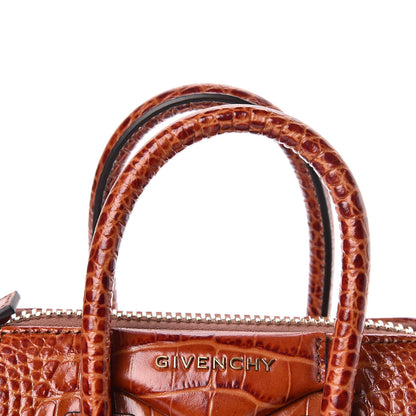 Givenchy Calfskin Crocodile Embossed Mini Antigona Cognac 10 of 11