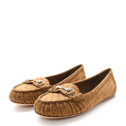 Gucci Suede Micro GG Horsebit Womens Kensington Moccasin Loafers 37 Cuoio 4 of 10