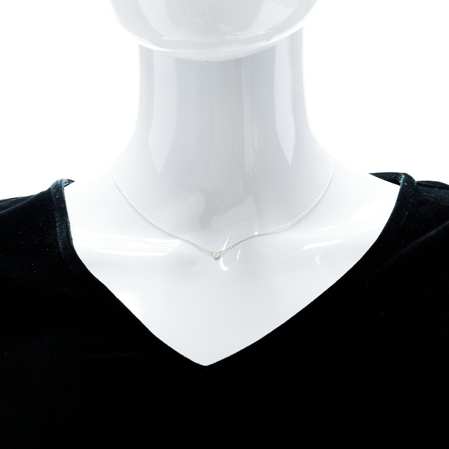 Tiffany Sterling Silver Diamond .03ct Elsa Peretti Diamonds by the Yard Pendant Necklace 2 of 8