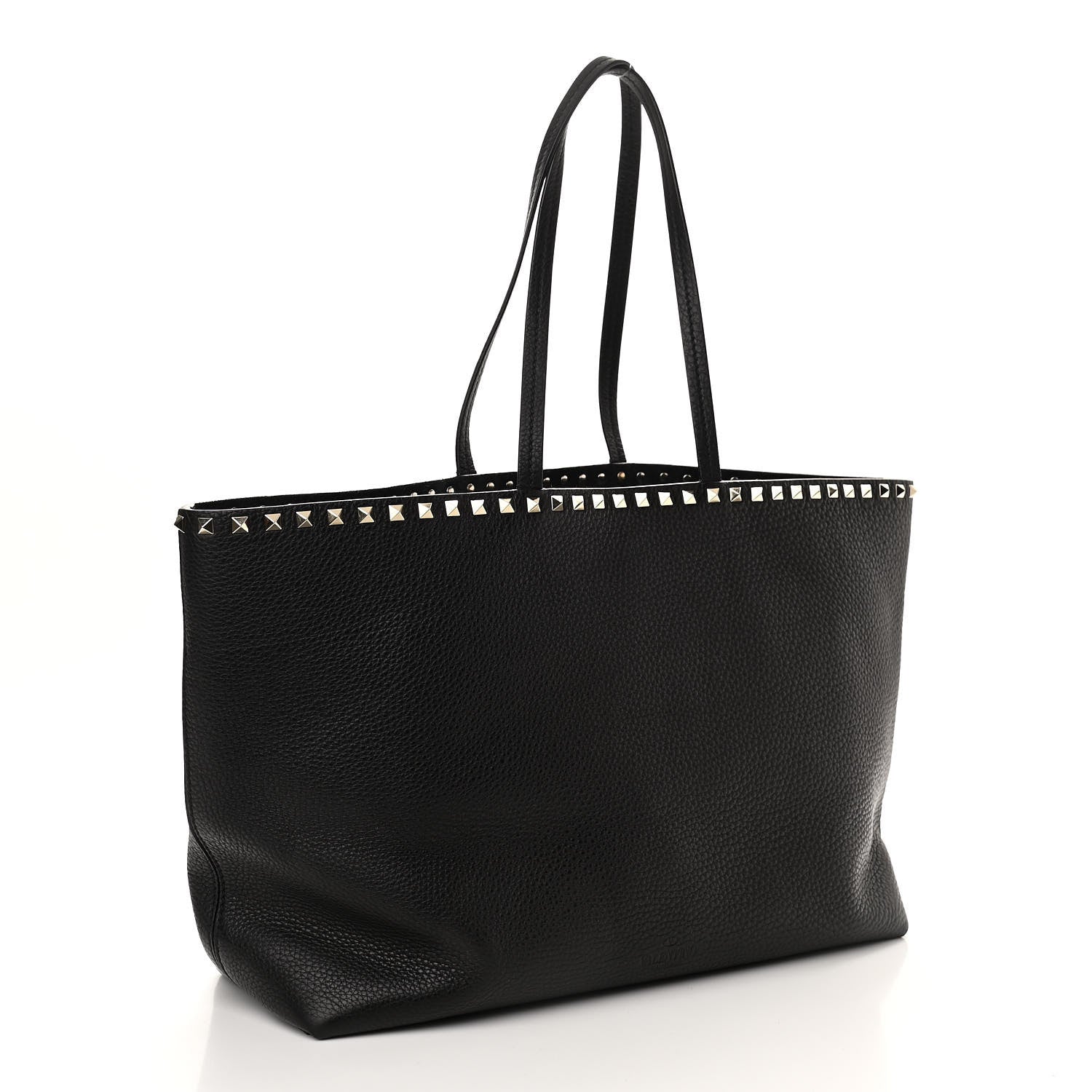 Valentino Garavani Grained Calfskin Rockstud Shoulder Tote Black 3 of 9
