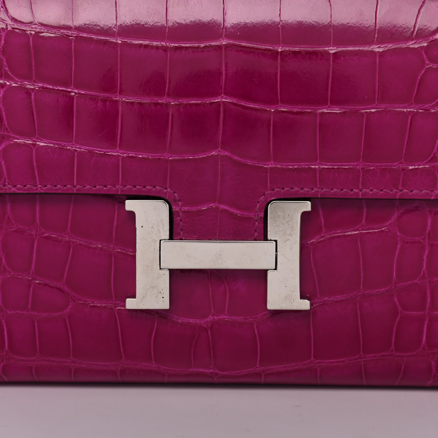 Hermes Shiny Alligator Constance Long Wallet Rose Scheherazade 6 of 24