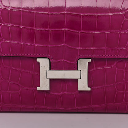 Hermes Shiny Alligator Constance Long Wallet Rose Scheherazade 6 of 24