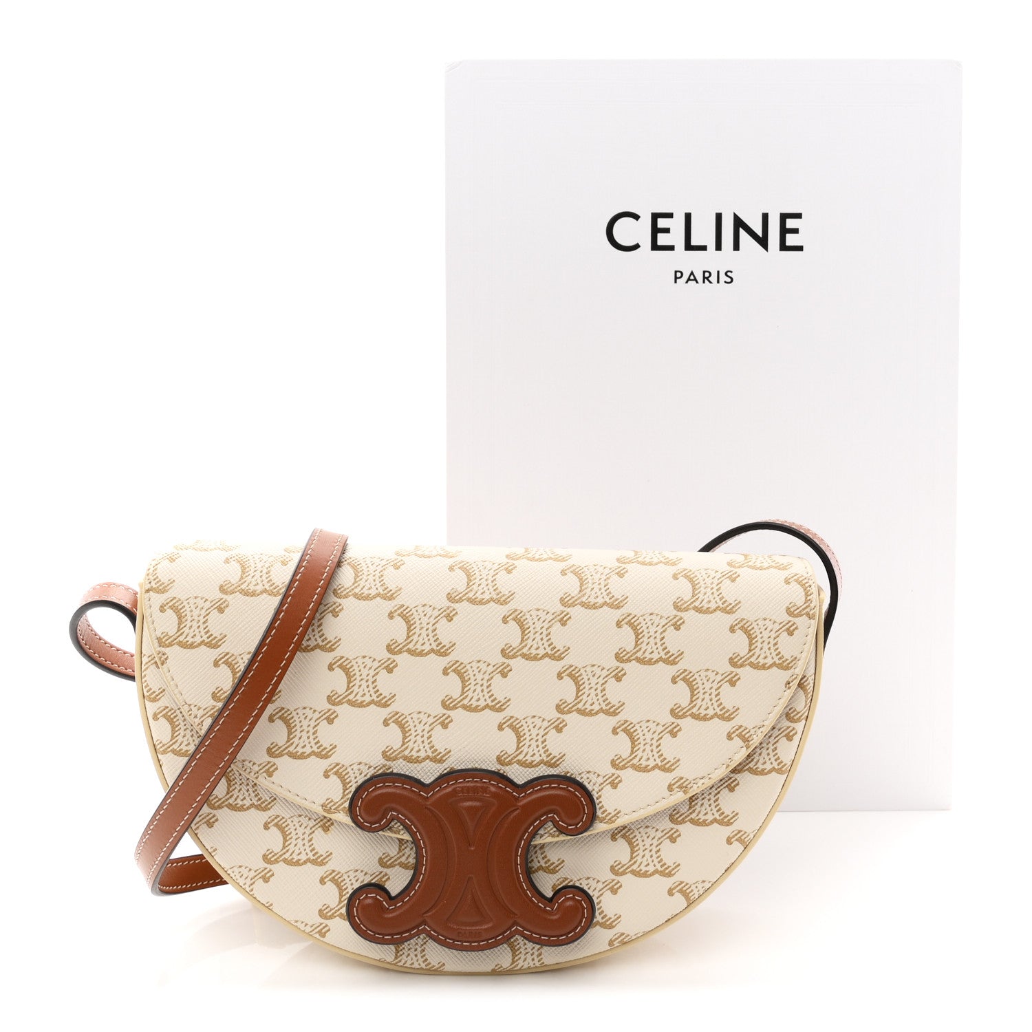Celine Calfskin Triomphe Canvas Besace White 11 of 11