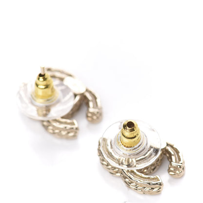 Chanel Crystal Chain CC Earrings Gold 3 of 7