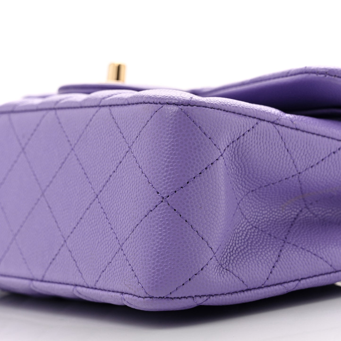 Caviar Quilted Small Double Flap Purple