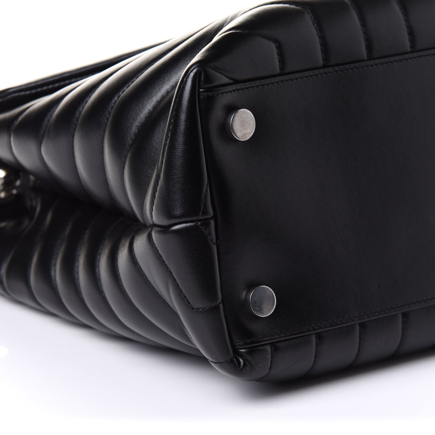 Calfskin Y Quilted Monogram Large Loulou Chain Satchel Black