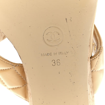 Chanel Shiny Goatskin Cork CC Wedge Sandals 36 Beige 6 of 9