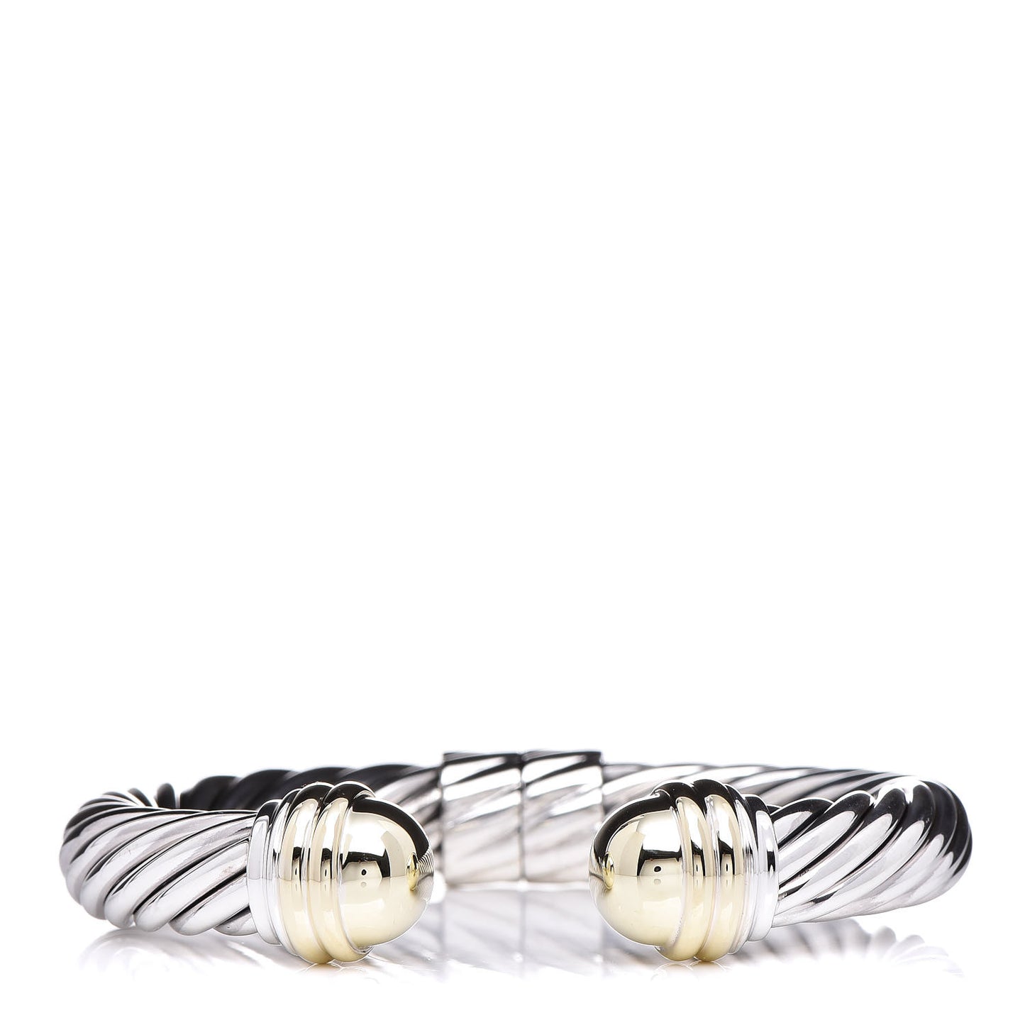 Sterling Silver 14K Yellow Gold 10mm Cable Classics Bracelet