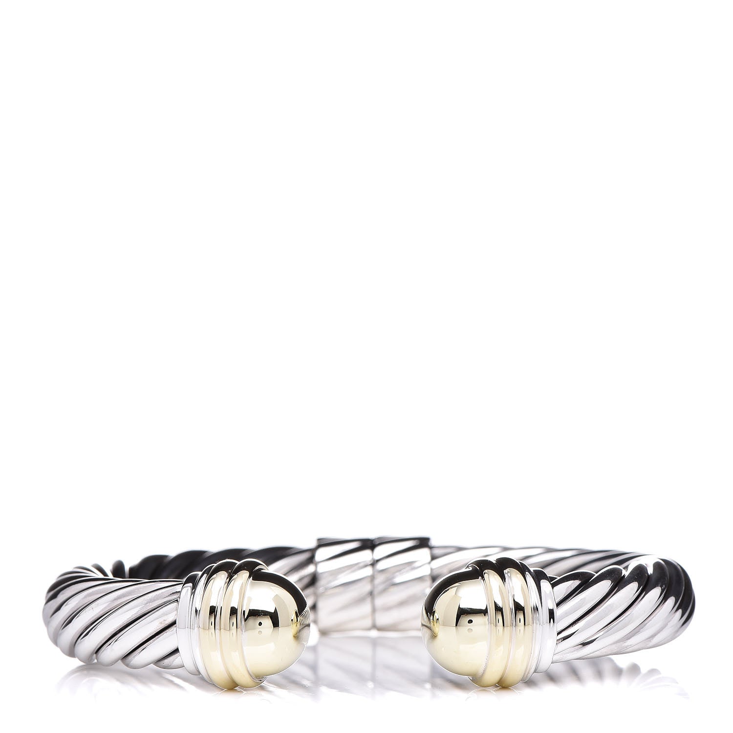 David Yurman Sterling Silver 14K Yellow Gold 10mm Cable Classics Bracelet 1 of 5