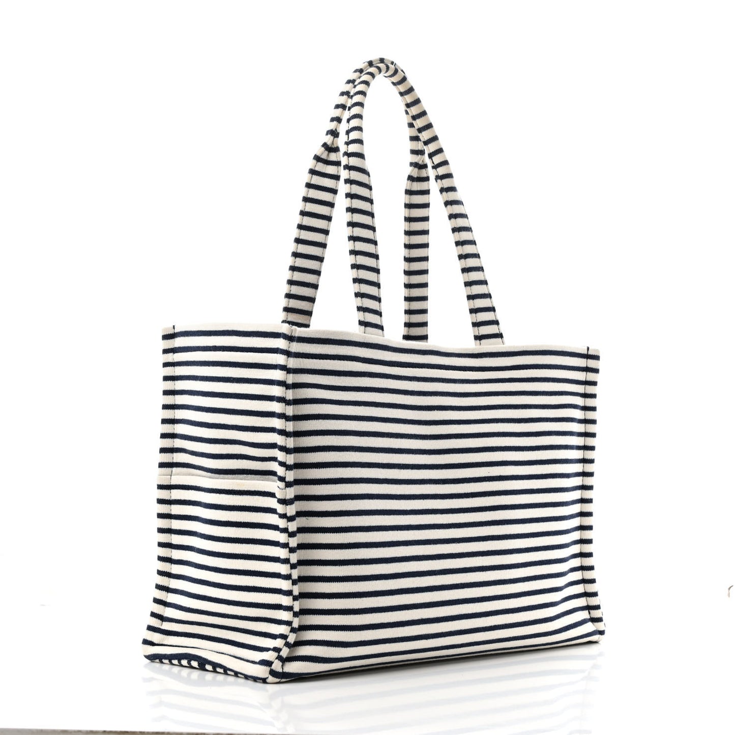 Canvas Calfskin Triomphe Large Cabas Navy Tan