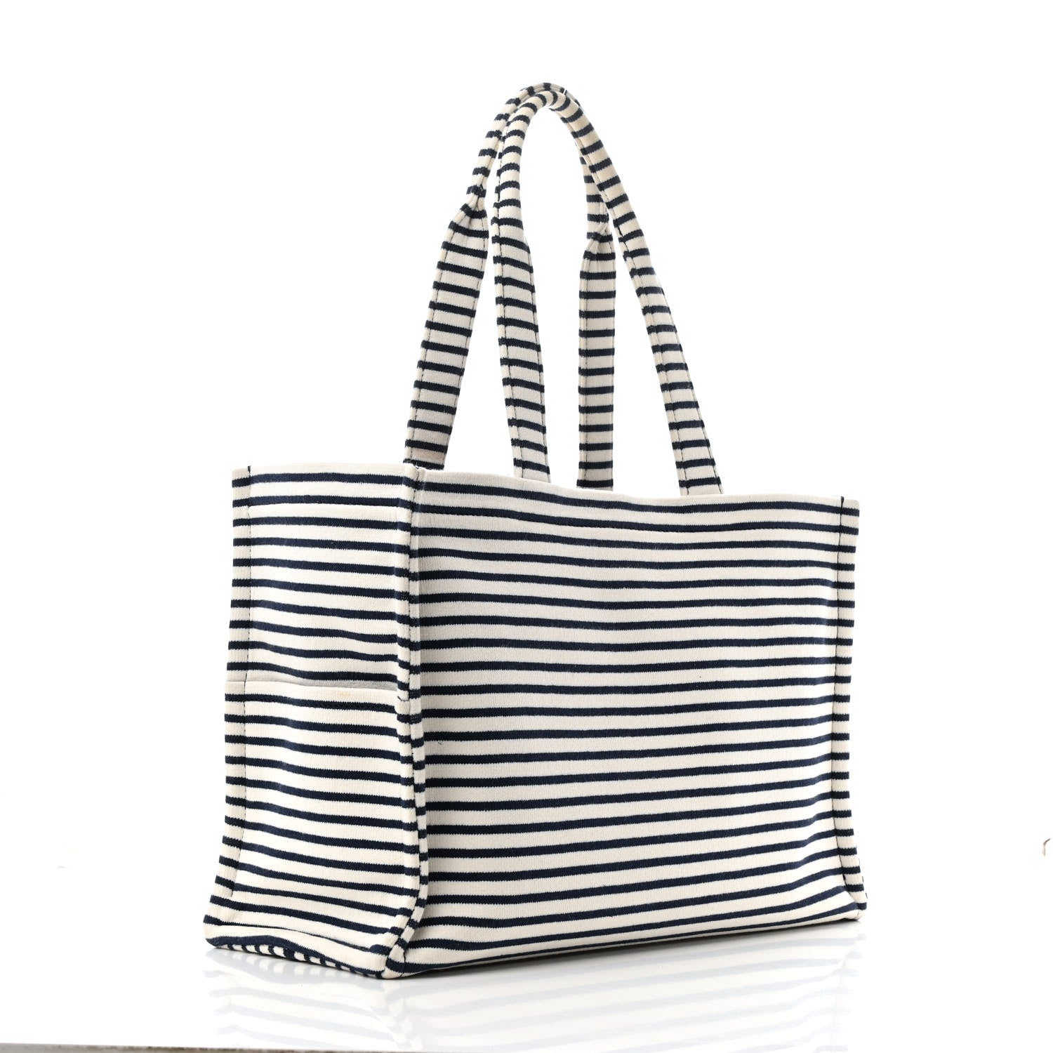 Celine Canvas Calfskin Triomphe Large Cabas Navy Tan 3 of 13