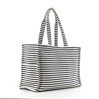 Celine Canvas Calfskin Triomphe Large Cabas Navy Tan 3 of 13