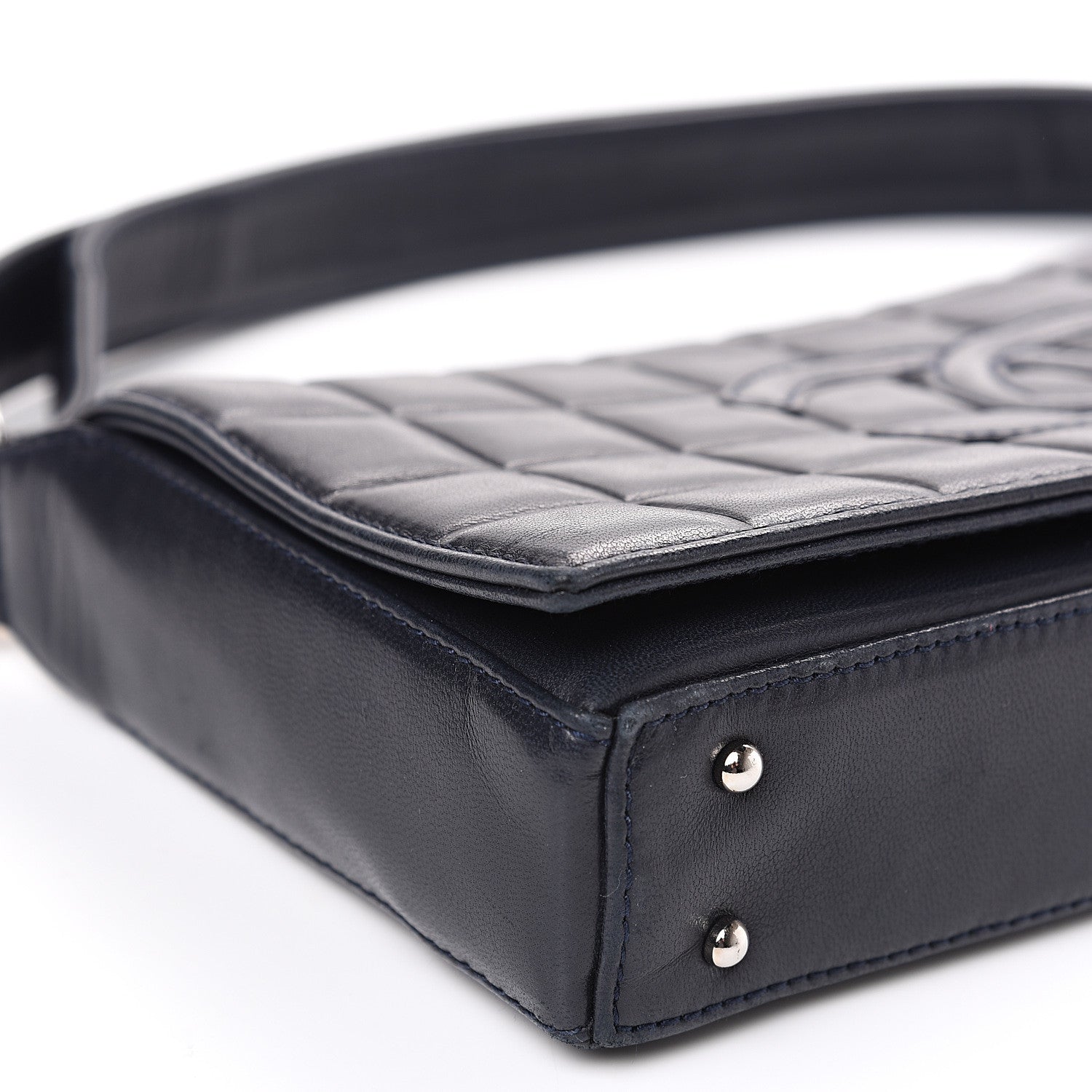 Chanel Lambskin Quilted CC Chocolate Bar Flap Navy 6 of 14