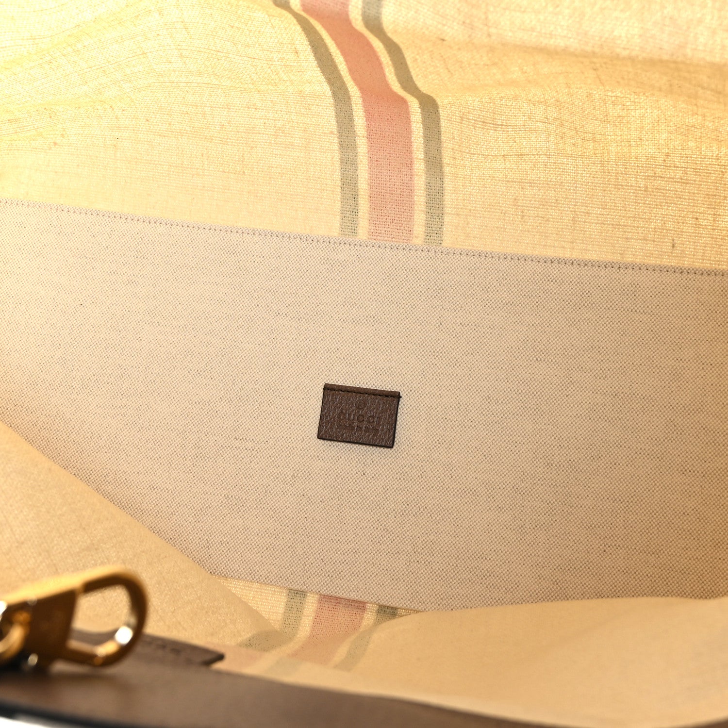 Gucci Linen Heavy Canvas Textured Dollar Calfskin Web Large Retro Interlocking G Foldable Tote Light Beige New Acero 5 of 9