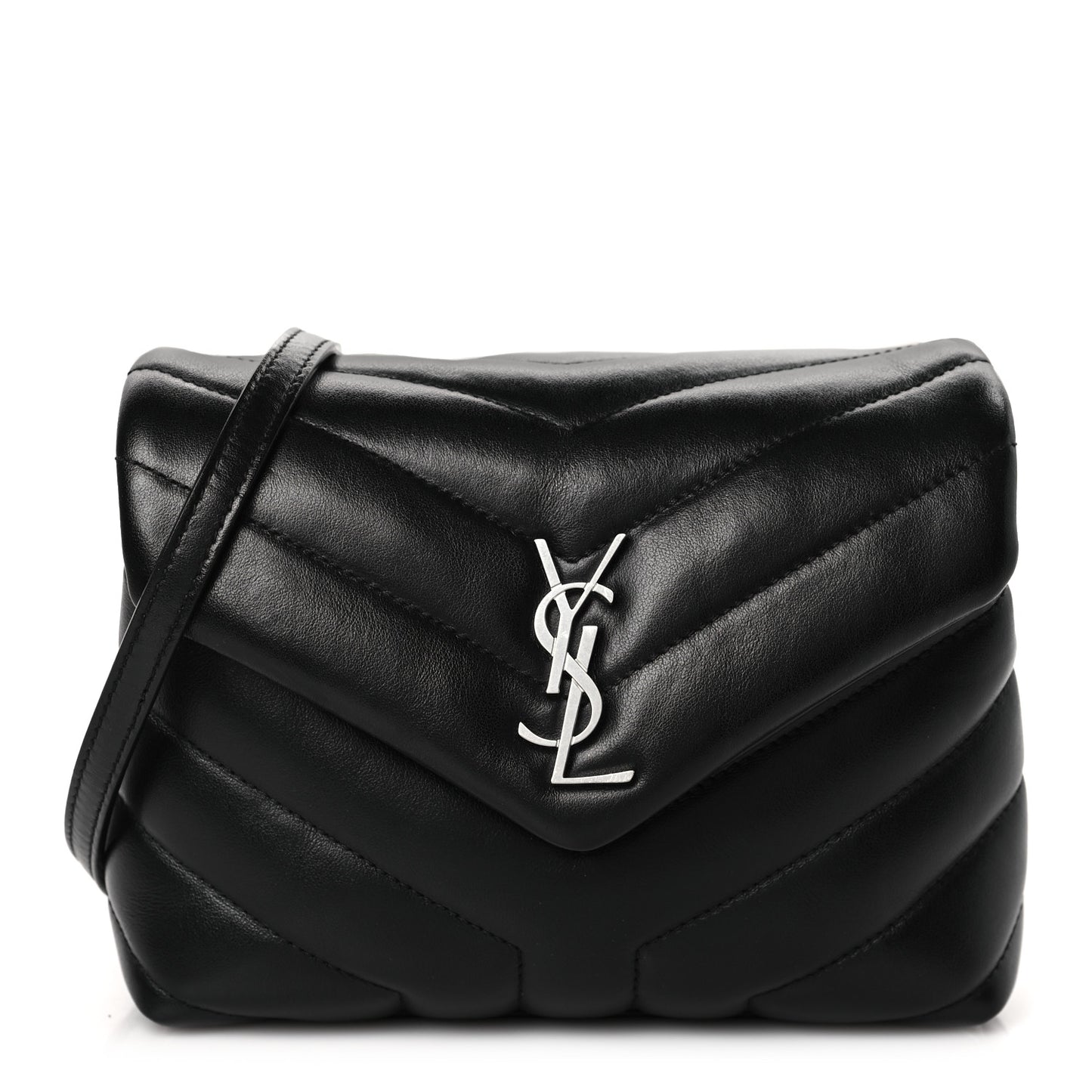Calfskin Y Quilted Monogram Toy Loulou Crossbody Bag Black