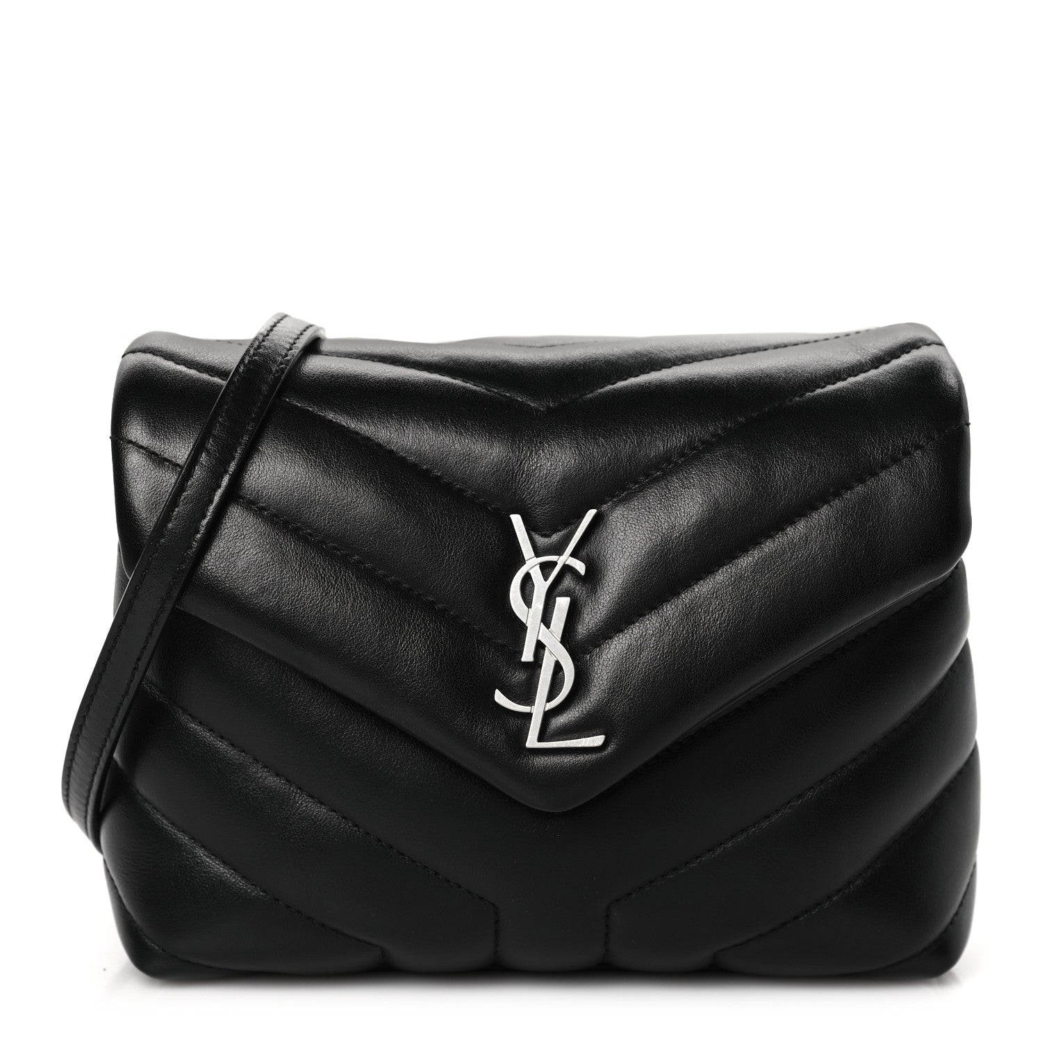 Saint Laurent Calfskin Y Quilted Monogram Toy Loulou Crossbody Bag Black 1 of 9