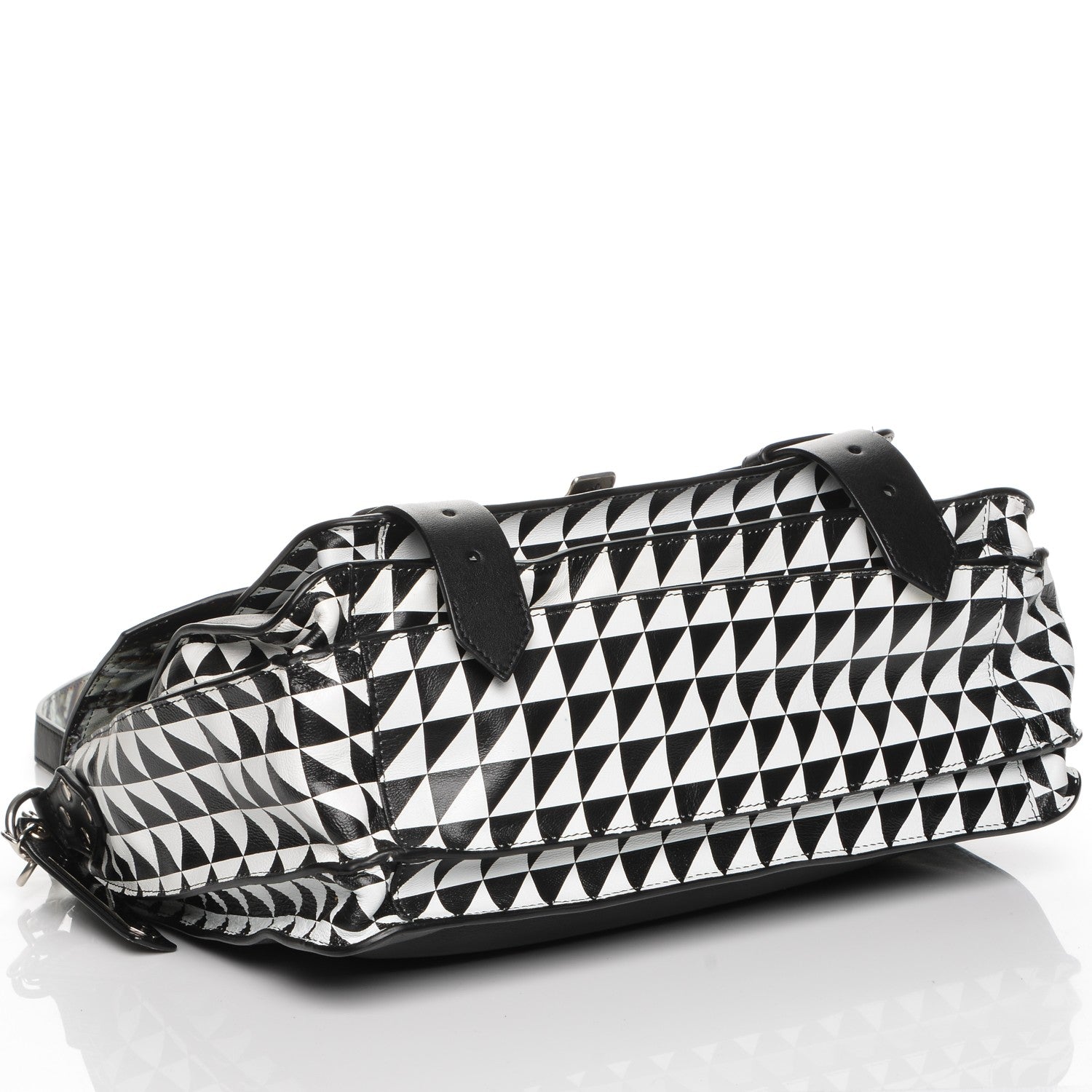 Proenza Schouler Calfskin Triangle Print Medium PS1 Satchel Black White 4 of 8