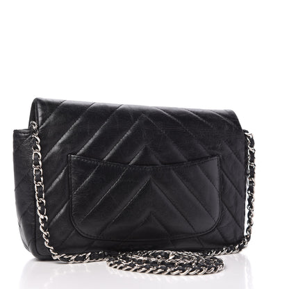 Chanel Lambskin Chevron Quilted Wallet On Chain WOC Black 3 of 11