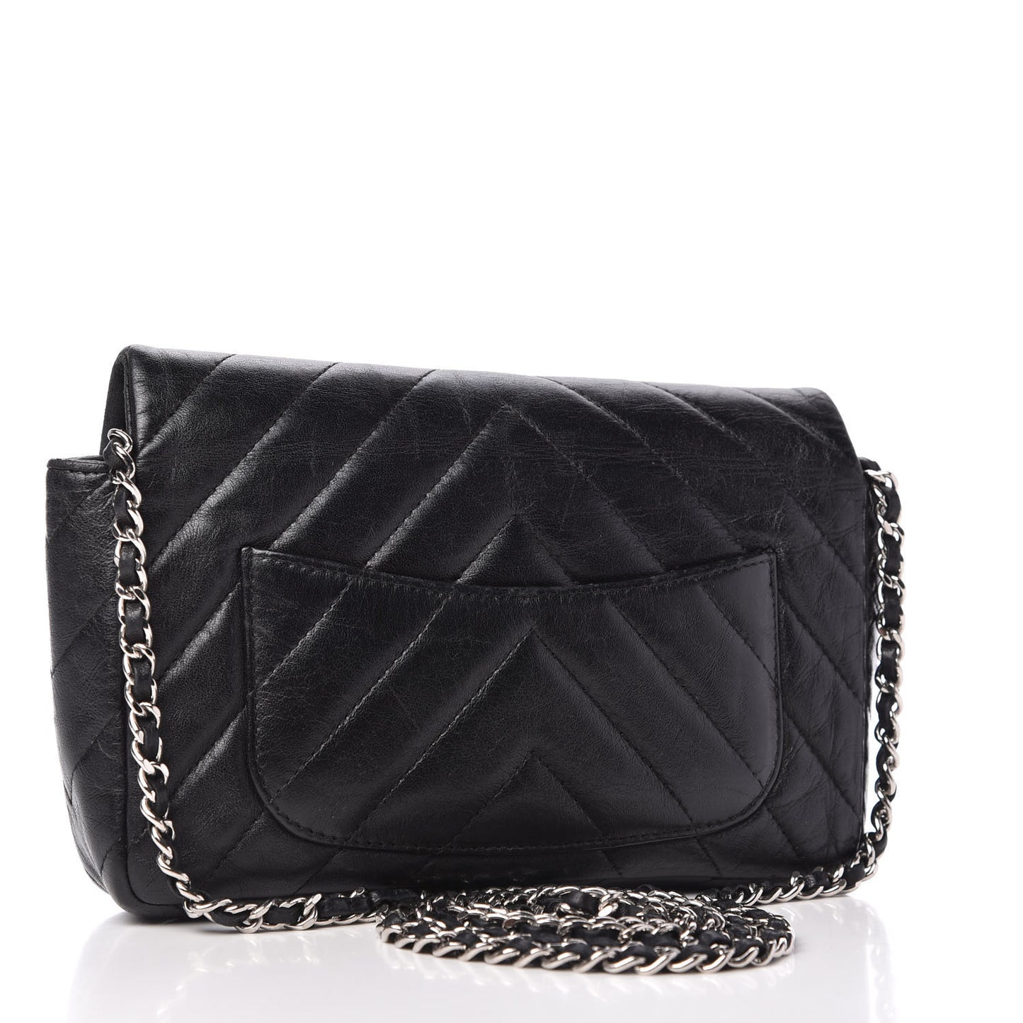 Lambskin Chevron Quilted Wallet On Chain WOC Black